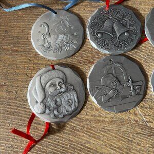 Lot 6 Wendell August aluminum Christmas tree ornaments